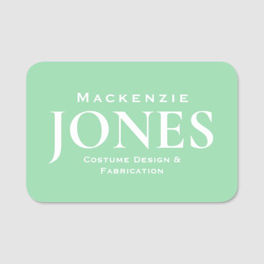 Personal Name Brand Business Logo Modern Green 名札 (正面)