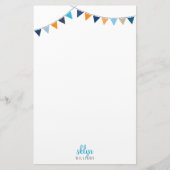 PERSONAL NOTEかわいい明るいバンティングブルーオレンジ 便箋 (正面)