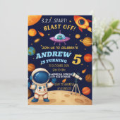 Personal Outer Space Galaxy Blast Off birthday 招待状 (スタンド正面)