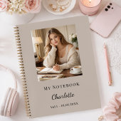 Personal Photo Mocha Taupe Script Journal ノートブック