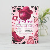 Personal Pink Cowgirl Disco Rodeo Birthday Party 招待状 (スタンド正面)