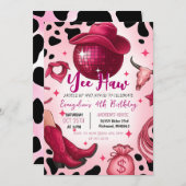 Personal Pink Cowgirl Disco Rodeo Birthday Party 招待状 (正面/裏面)