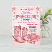 Personal Pink Cowgirl Disco Rodeo Western Birthday 招待状 (スタンド正面)