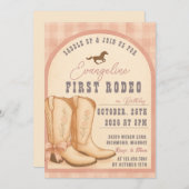 Personal Pink Cowgirl Rodeo Western Birthday 招待状 (正面/裏面)