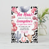 Personal Pink Retro Cowgirl Birthday 招待状 (スタンド正面)