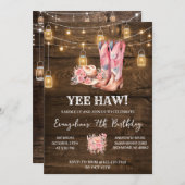 Personal Pink Western Cowgirl Birthday invitation 招待状 (正面/裏面)