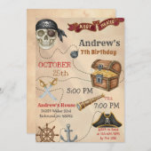 Personal Pirate Birthday Party Invitation Card 招待状 (正面/裏面)
