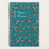 Personal Planner Pollinators Teal Blue プランナー手帳 (正面)