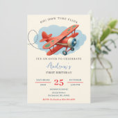Personal red Airplane 1st Birthday party 招待状 (スタンド正面)