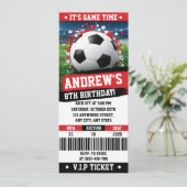Personal Red theme Soccer Ticket Birthday 招待状 (スタンド正面)
