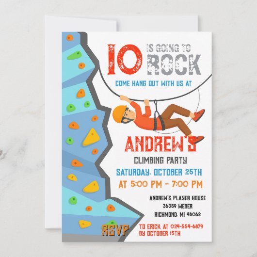 Personal Rock Climbing Birthday Party Invitation 招待状 (正面)