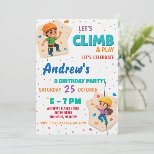 Personal Rock Climbing Birthday Party Invitation 招待状 (スタンド正面)
