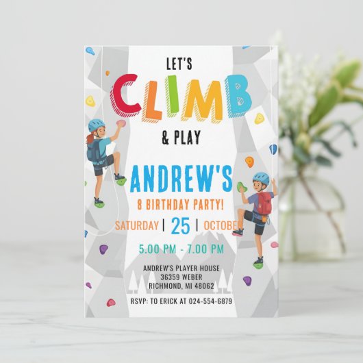 Personal Rock Climbing Birthday Party Invitation 招待状 (スタンド正面)