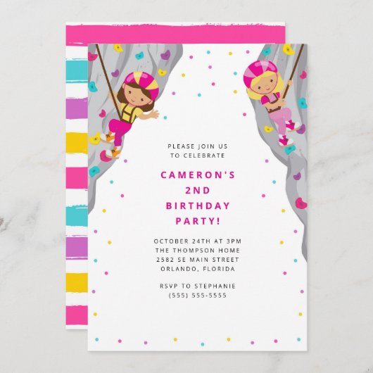 Personal Rock Climbing Birthday Party Invitation 招待状 (正面/裏面)
