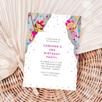 Personal Rock Climbing Birthday Party Invitation 招待状