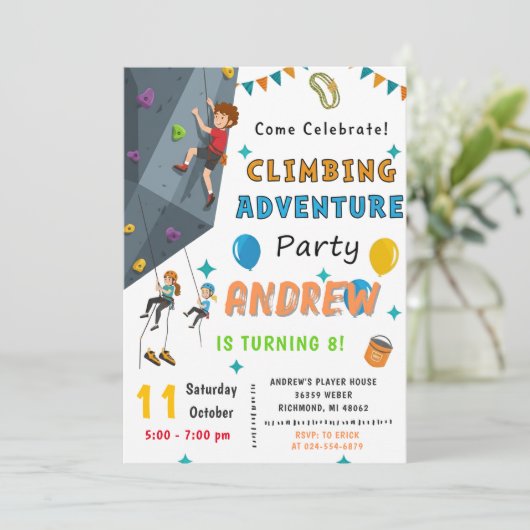 Personal Rock Climbing Birthday Party Invitation 招待状 (スタンド正面)