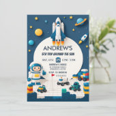 Personal Rocket Ship Outer Space Birthday 招待状 (スタンド正面)