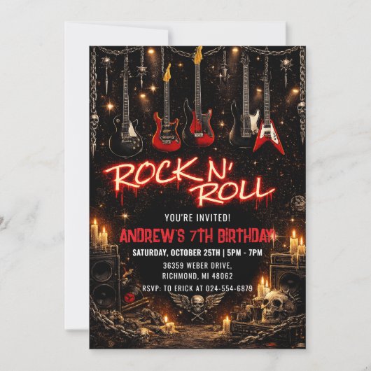 Personal Rockstar Birthday Invitation 招待状 (正面)