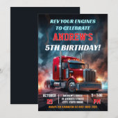 Personal Semi Truck Birthday Invitation 招待状 (正面/裏面)