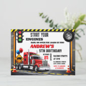Personal Semi Truck Birthday Invitation for boy 招待状 (スタンド正面)