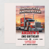 Personal Semi Truck Birthday party for boy 招待状 (正面/裏面)