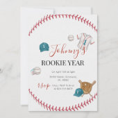 Personal Simple Baseball Birthday Party 招待状 (正面)