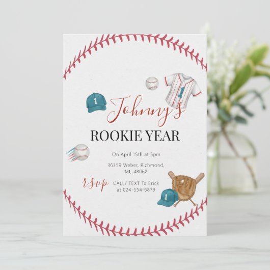 Personal Simple Baseball Birthday Party 招待状 (スタンド正面)