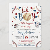 Personal Simple baseball Sports Baby Shower 招待状 (正面/裏面)