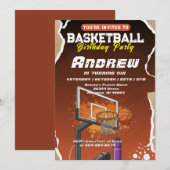 Personal Simple Basketball Birthday party 招待状 (正面/裏面)