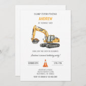 Personal Simple Modern Construction Birthday 招待状 (正面/裏面)