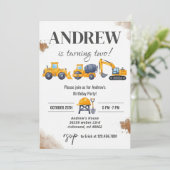 Personal Simple Modern Construction Birthday 招待状 (スタンド正面)