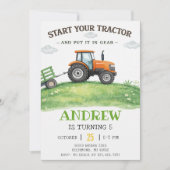 Personal simple Tractor Birthday 招待状 (正面)