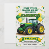 Personal simple Tractor Birthday party 招待状 (正面/裏面)