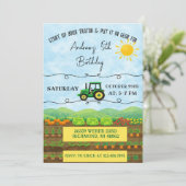 Personal simple Tractor Farm Birthday 招待状 (スタンド正面)