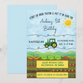 Personal simple Tractor Farm Birthday 招待状 (正面/裏面)