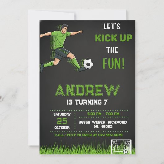 Personal Soccer Birthday Invitation 招待状 (正面)