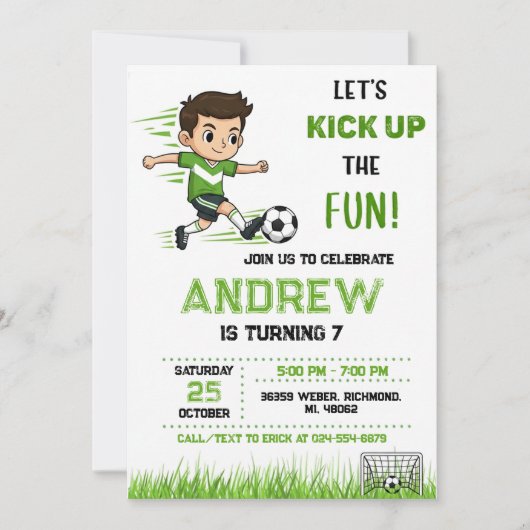 Personal Soccer Birthday Invitation 招待状 (正面)