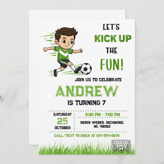 Personal Soccer Birthday Invitation 招待状 (正面/裏面)