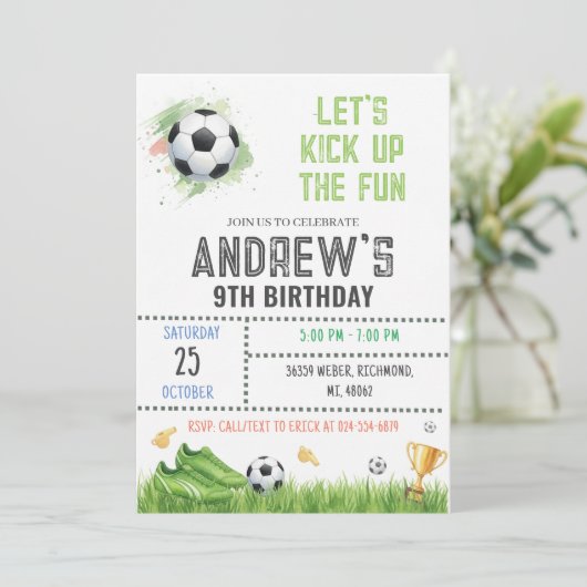 Personal Soccer Birthday Invitation Template 招待状 (スタンド正面)