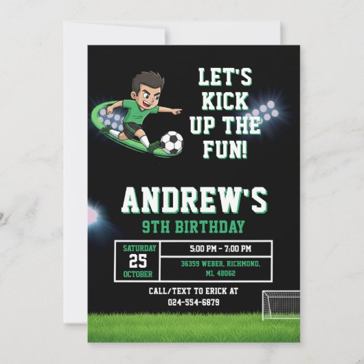 Personal Soccer Birthday Invitation Template 招待状 (正面)