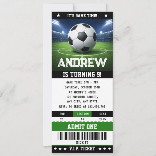 Personal Soccer game Ticket Birthday Invitation 招待状 (正面)