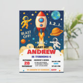 Personal Space Boy Astronaut Outet Birthday  招待状 (スタンド正面)