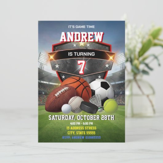 Personal Sport Birthday Printable Invitation 招待状 (スタンド正面)