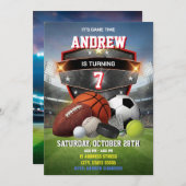 Personal Sport Birthday Printable Invitation 招待状 (正面/裏面)