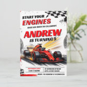 Personal Sport Racing Car Birthday party for boy 招待状 (スタンド正面)
