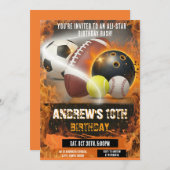 Personal Sports Birthday Printable All Sport 招待状 (正面/裏面)