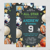 Personal Sports Birthday Printable Invitation 招待状 (正面/裏面)