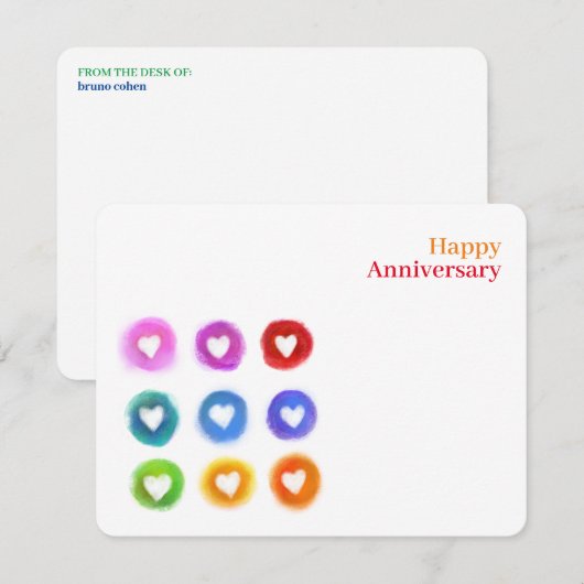 Personal Stationery: Rainbow Love hearts Note Card ノートカード (正面/裏面)