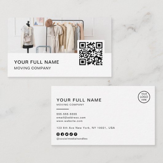 Personal Stylist QRコードロゴソーシャルメディア 名刺 (正面/裏面)