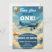 Personal Time Flies First Birthday party 招待状 (正面)